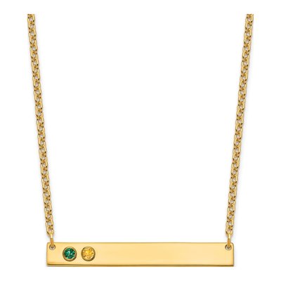 Gold-Plated Sterling Silver 2-Birthstone Large Bar Necklace
