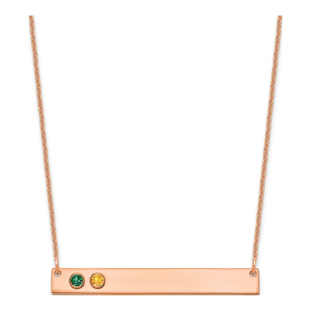 14K Rose Gold Personalized Bar Necklace, 2 Stones