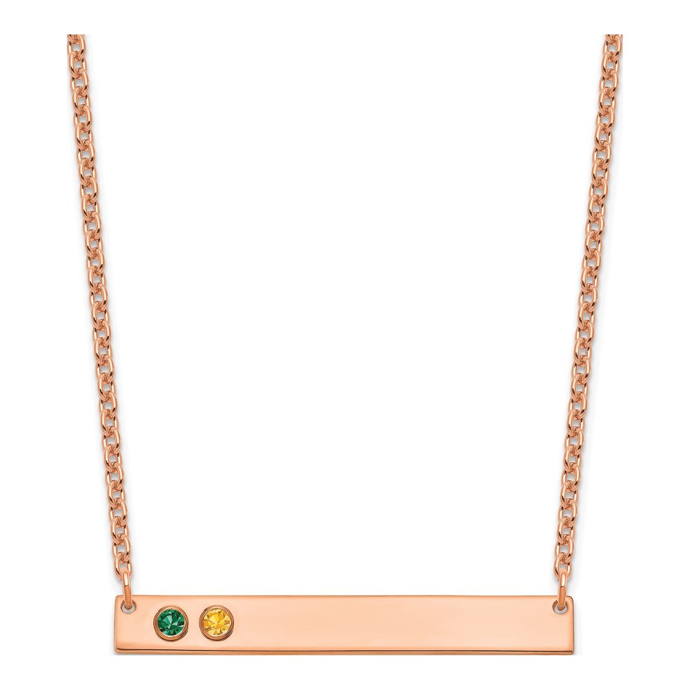 Rose Gold-Plated Sterling Silver Personalized 2-Birthstone Bar Necklace