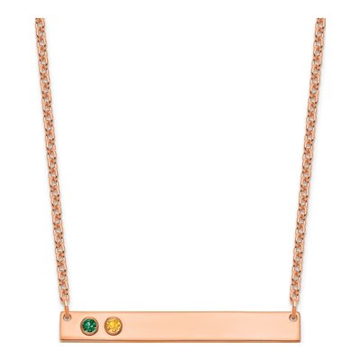Rose Gold-Plated Sterling Silver Personalized 2-Birthstone Bar Necklace
