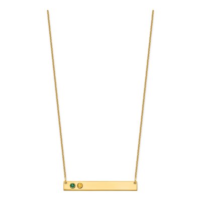 14K Yellow Gold Personalized 2-Birthstone Bar Necklace – view 2