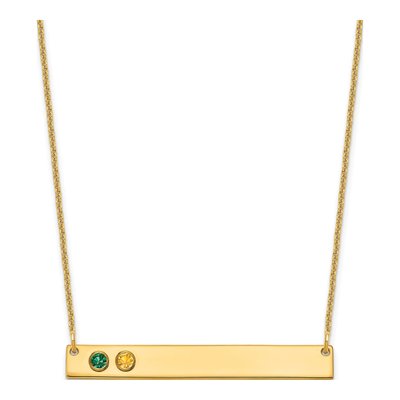 14K Yellow Gold Personalized 2-Birthstone Bar Necklace