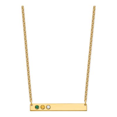 Ss/Gold Plated Sterling Silver/Gold-Plated 3 Birthstone Large Bar Necklace – view 2