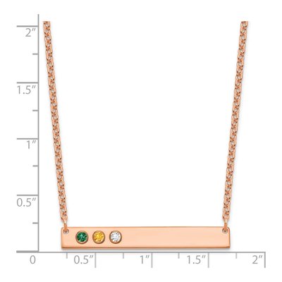 14K Rose Gold Personalized 3-Birthstone Bar Necklace – view 2