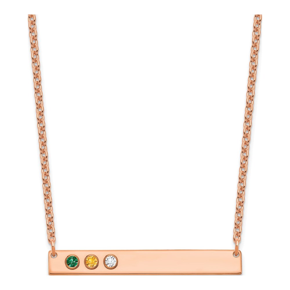 14K Rose Gold Personalized 3-Birthstone Bar Necklace