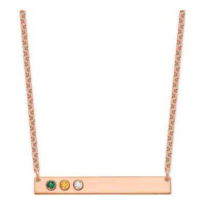 14K Rose Gold Personalized 3-Birthstone Bar Necklace