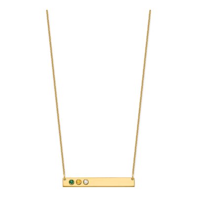 14K Yellow Gold 3-Birthstone Bar Necklace – view 2
