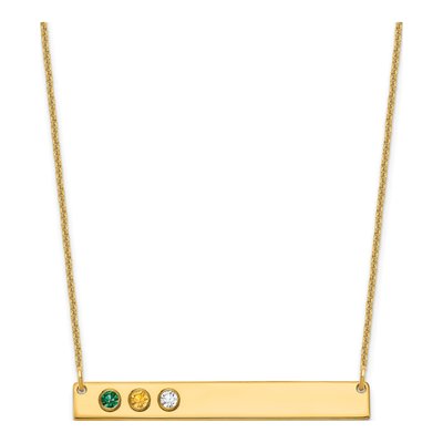 14K Yellow Gold 3-Birthstone Bar Necklace