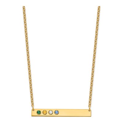 Gold-Plated Sterling Silver 4-Birthstone Large Bar Necklace – view 2