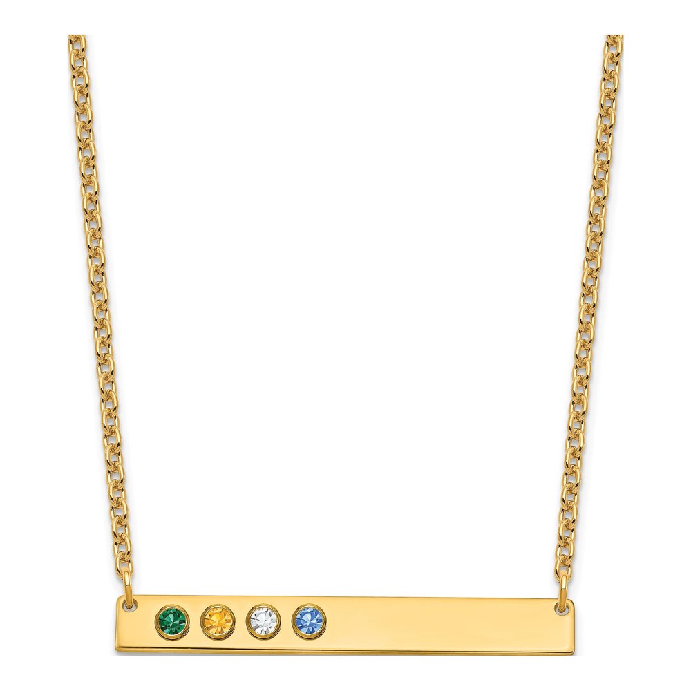 Ss/Gold Plated Sterling Silver/Gold-Plated 4 Birthstone Large Bar Necklace