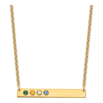 Gold-Plated Sterling Silver 4-Birthstone Large Bar Necklace