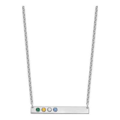 Sterling Silver Personalized 4-Birthstone Bar Necklace – view 2