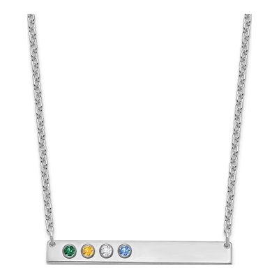 Sterling Silver Personalized 4-Birthstone Bar Necklace