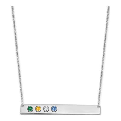 14K White Gold 4-Birthstone Bar Necklace