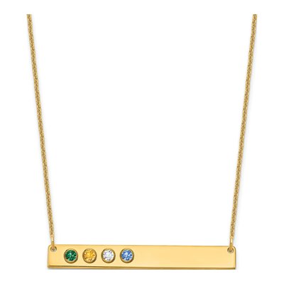 14K Yellow Gold 4-Birthstone Bar Necklace