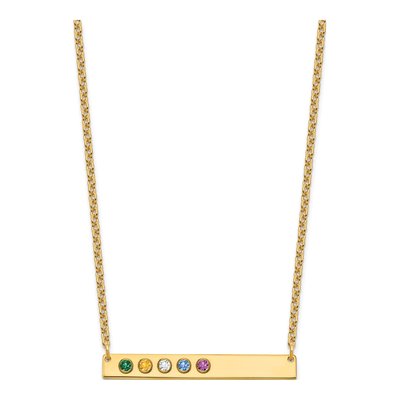 Gold-Plated Sterling Silver 5-Birthstone Large Bar Necklace – view 2