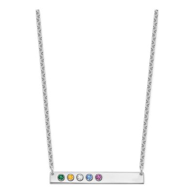 Personalized 5 Birthstone Bar Necklace | Silver – view 2