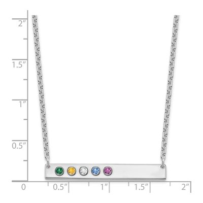 Personalized 5 Birthstone Bar Necklace | Silver – view 3