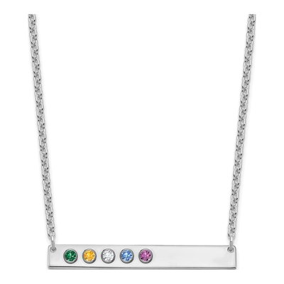 Sterling Silver Personalized 5-Birthstone Bar Necklace