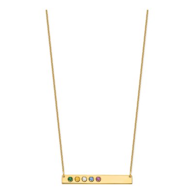 14K Yellow Gold Personalized 5-Birthstone Bar Necklace – view 2