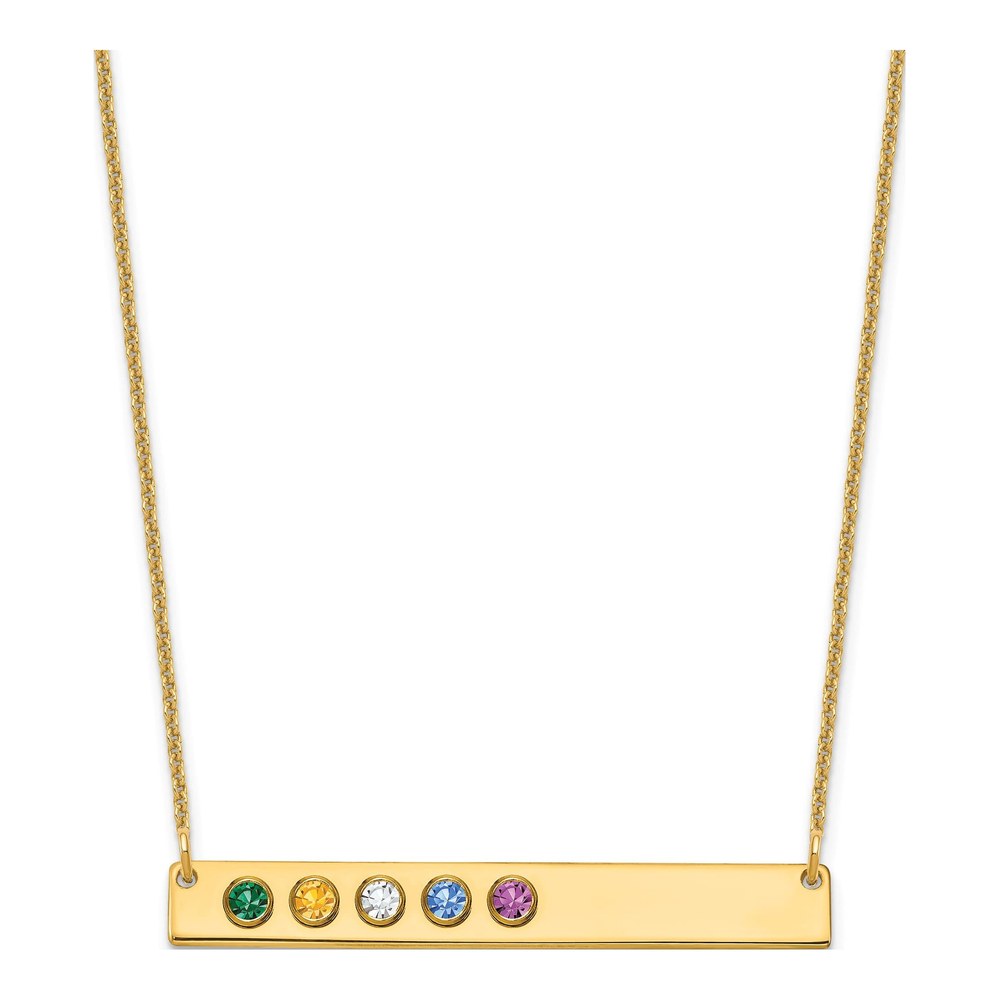 14K Yellow Gold Personalized 5-Birthstone Bar Necklace