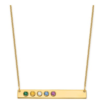 14K Yellow Gold Personalized 5-Birthstone Bar Necklace