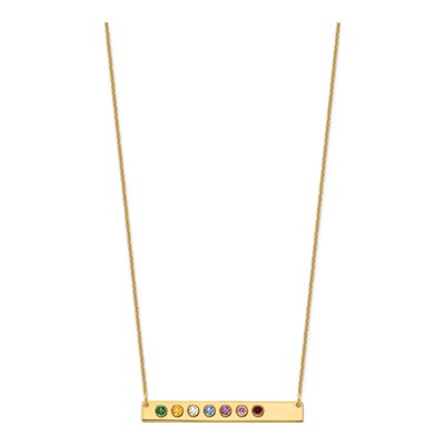 14K Yellow Gold 7-Birthstone Large Bar Necklace – view 2