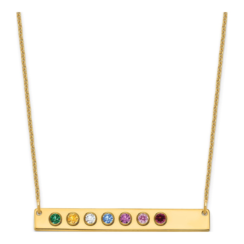 14K Yellow Gold 7-Birthstone Large Bar Necklace