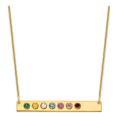14K Yellow Gold 7-Birthstone Large Bar Necklace