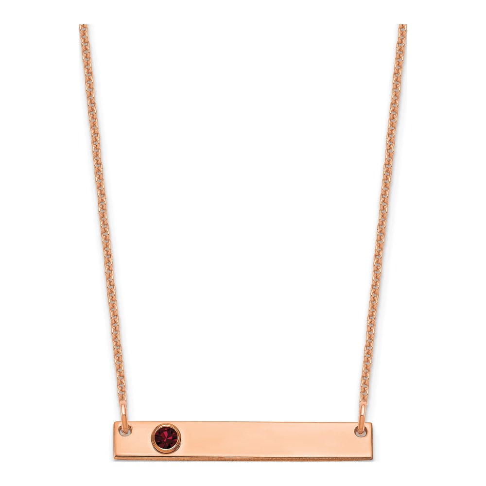 14K Rose Gold Small Bar Birthstone Necklace