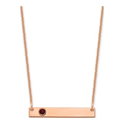 14K Rose Gold Small Bar Birthstone Necklace