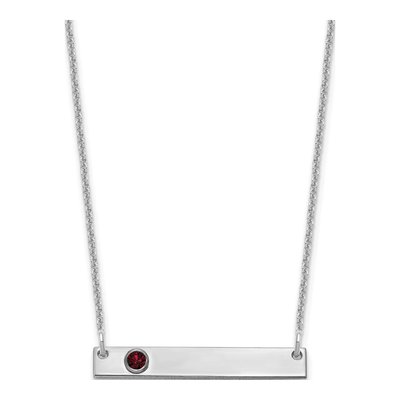 14K White Gold Birthstone Bar Necklace