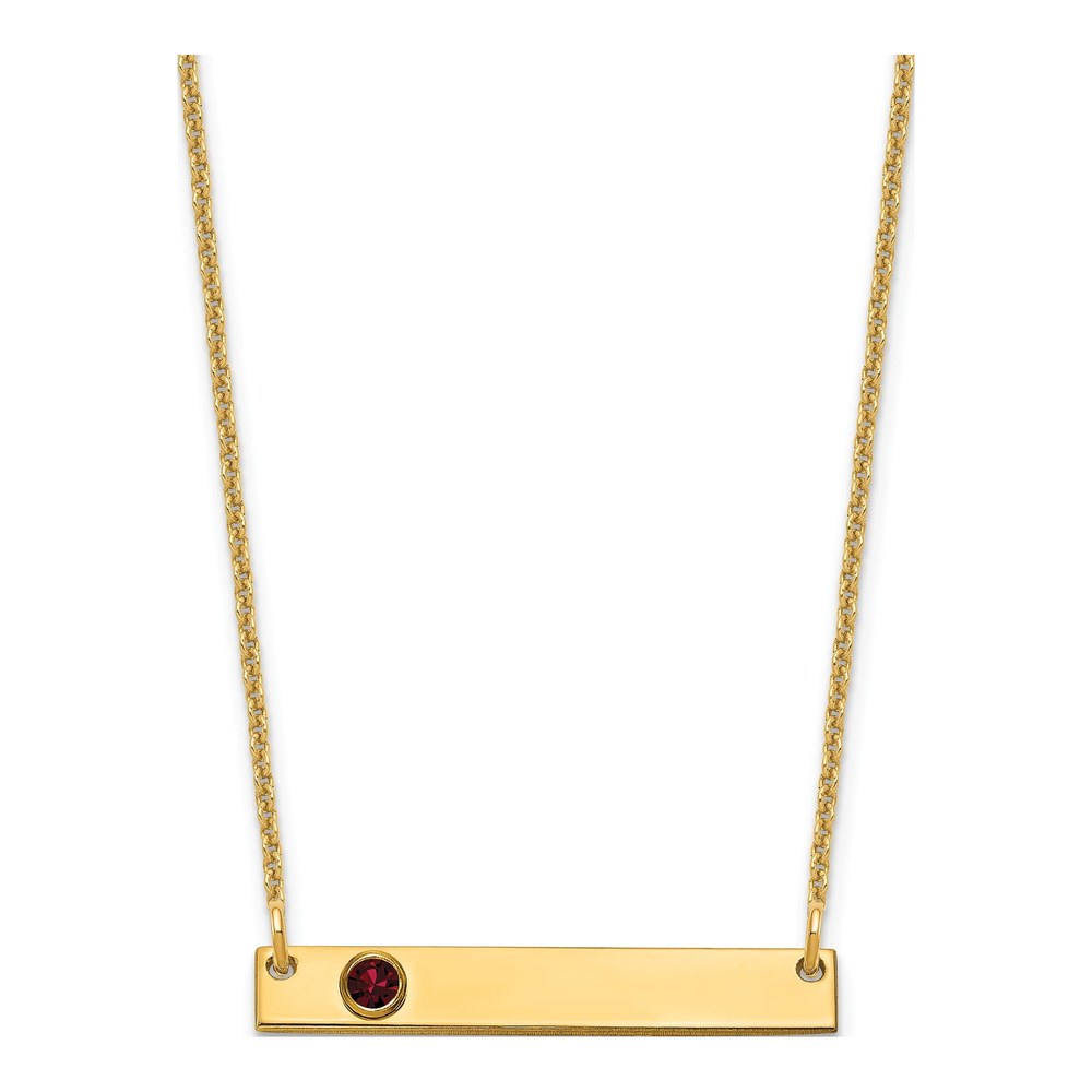 14K Yellow Gold Personalized Birthstone Bar Necklace