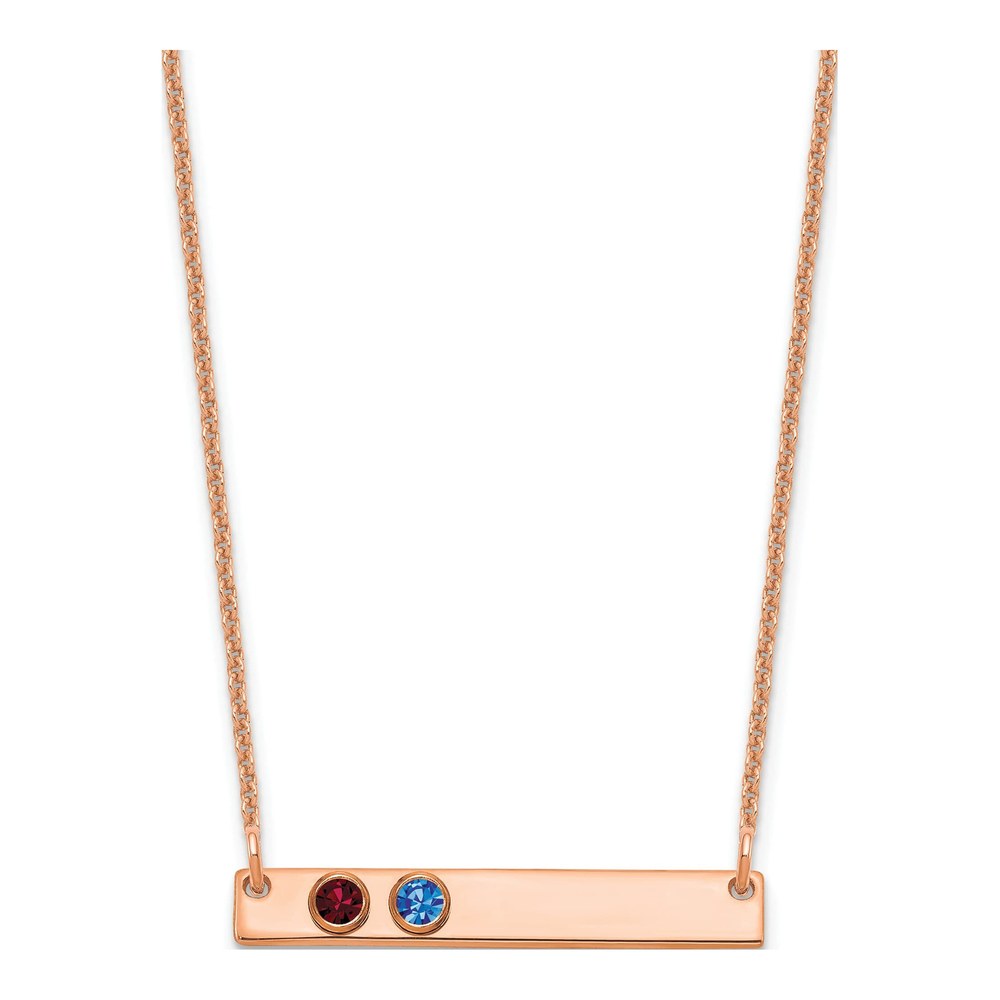 14K Rose Gold 2-Birthstone Bar Necklace