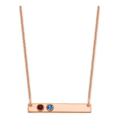 14K Rose Gold 2-Birthstone Bar Necklace
