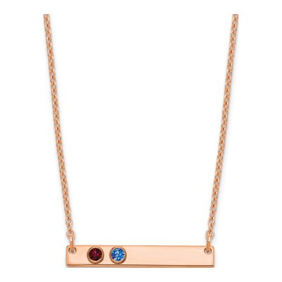 Rose Gold-Plated Sterling Silver Personalized 2-Birthstone Bar Necklace