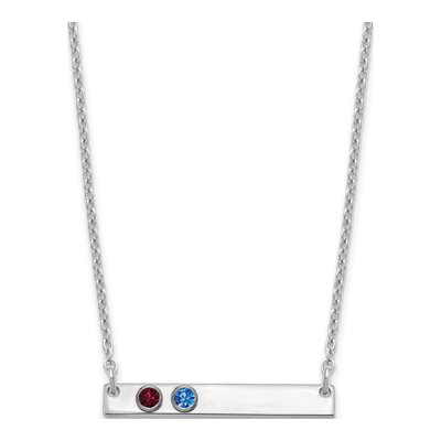Sterling Silver Personalized 2-Birthstone Bar Necklace