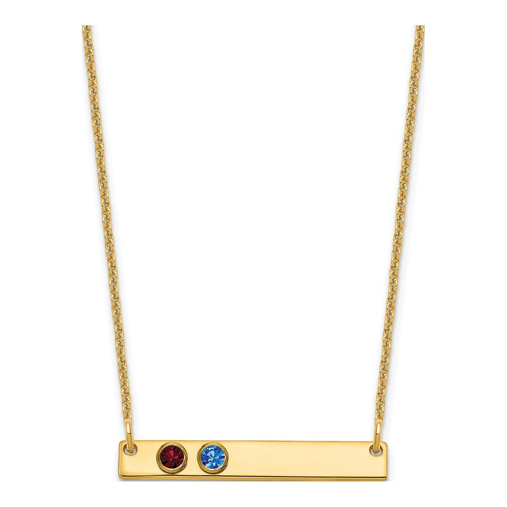 14K Yellow Gold Personalized 2-Birthstone Bar Necklace