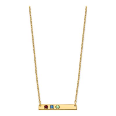 Gold-Plated Sterling Silver Personalized 3-Birthstone Bar Necklace – view 2