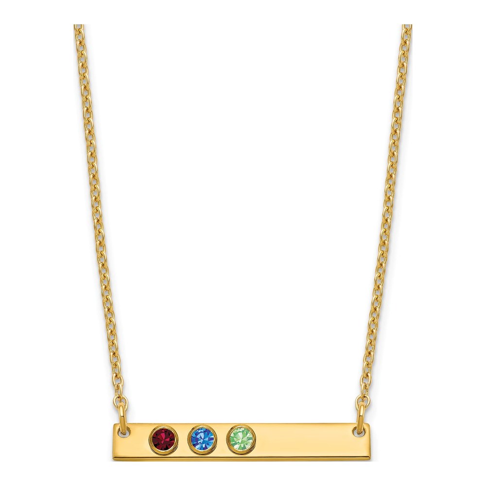 Gold-Plated Sterling Silver Personalized 3-Birthstone Bar Necklace