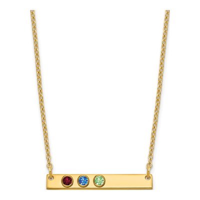 Gold-Plated Sterling Silver Personalized 3-Birthstone Bar Necklace