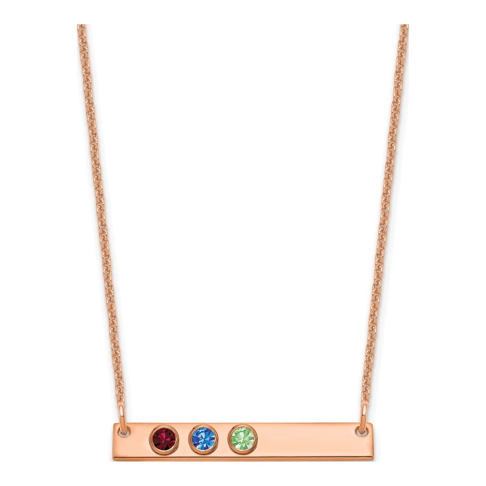 14K Rose Gold 3 Birthstone Bar Necklace