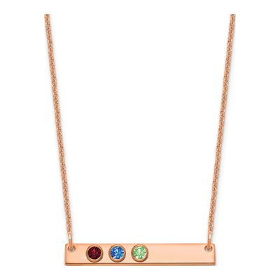 14K Rose Gold 3-Birthstone Bar Necklace