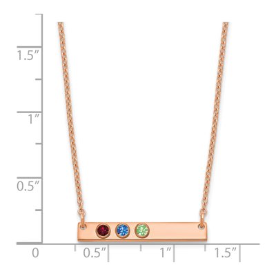 Rose Gold-Plated Sterling Silver Personalized 3-Birthstone Bar Necklace – view 2