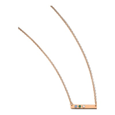 Rose Gold-Plated Sterling Silver Personalized 3-Birthstone Bar Necklace – view 3