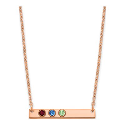 Rose Gold-Plated Sterling Silver Personalized 3-Birthstone Bar Necklace