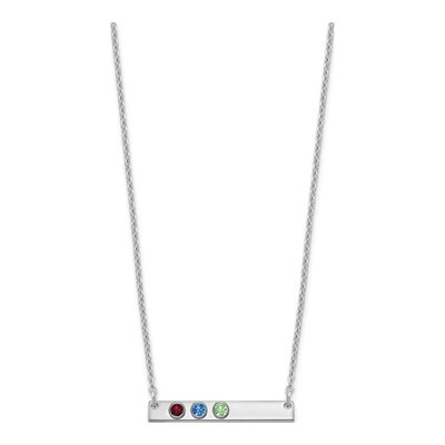 Sterling Silver Personalized 3-Birthstone Bar Necklace – view 2