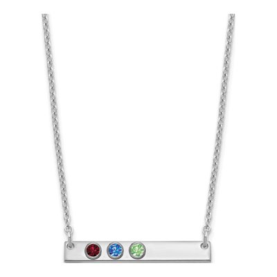 Sterling Silver Personalized 3-Birthstone Bar Necklace