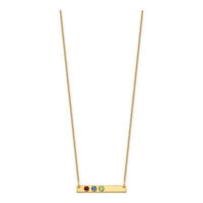 14K Gold 3-Stone Birthstone Bar Necklace – view 2