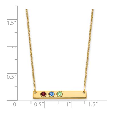 14K Gold 3-Stone Birthstone Bar Necklace – view 3